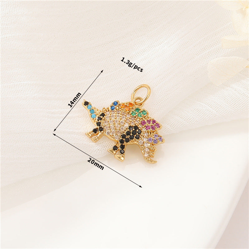 2 Chat Lapin Tortue Dinosaure Charme Pendentif Strass Embelli 14K GF