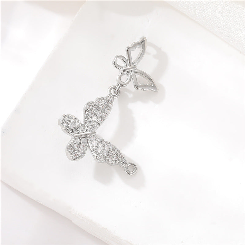 2 connecteurs de charme floral à double boucle ornés de strass 14K GF