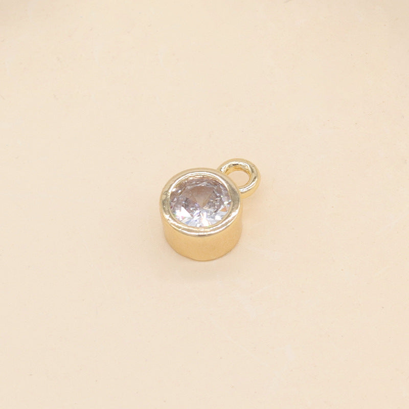 2 runde Geburtsstein-Charm-Anhänger mit Strassverzierung aus 14-karätigem GF
