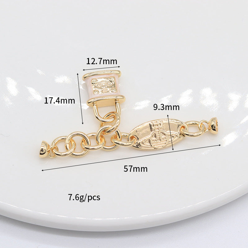 2 Saturn Crown Cable Chain Floral Wheel Lock OT Clasp 14K GF Resin Pearl Rhinestone Embellished Clasps Connector