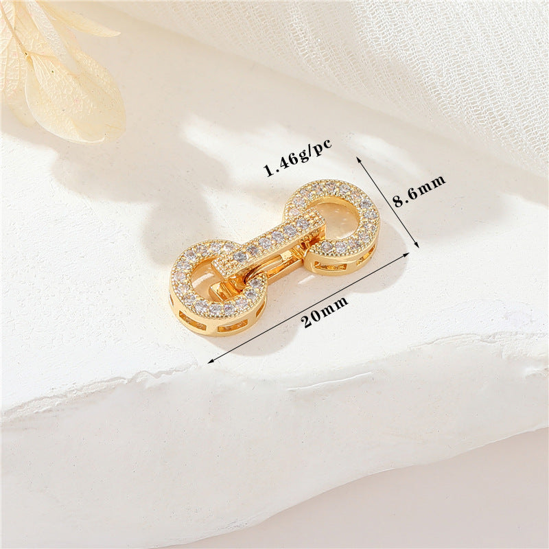 2 Round Oval Floral Heart Circle Clasp 14K GF Rhinestone Embellished Clasps Connector