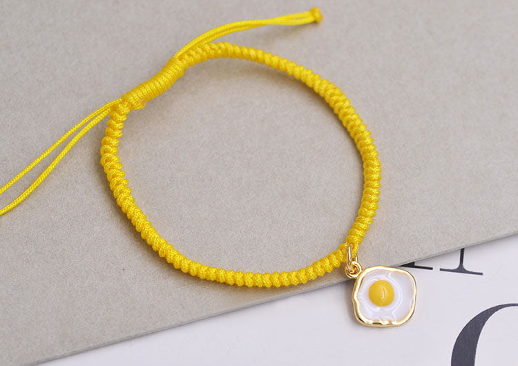 Pendentif à breloque en forme d'œuf au plat en émail époxy en argent sterling S925