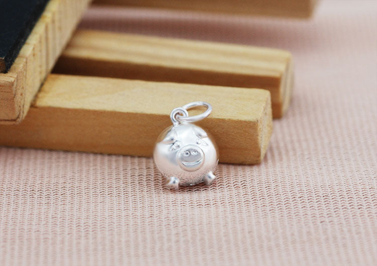 Sterling Silver Tiny Lovely Pig Charm Pendant S925 Finding
