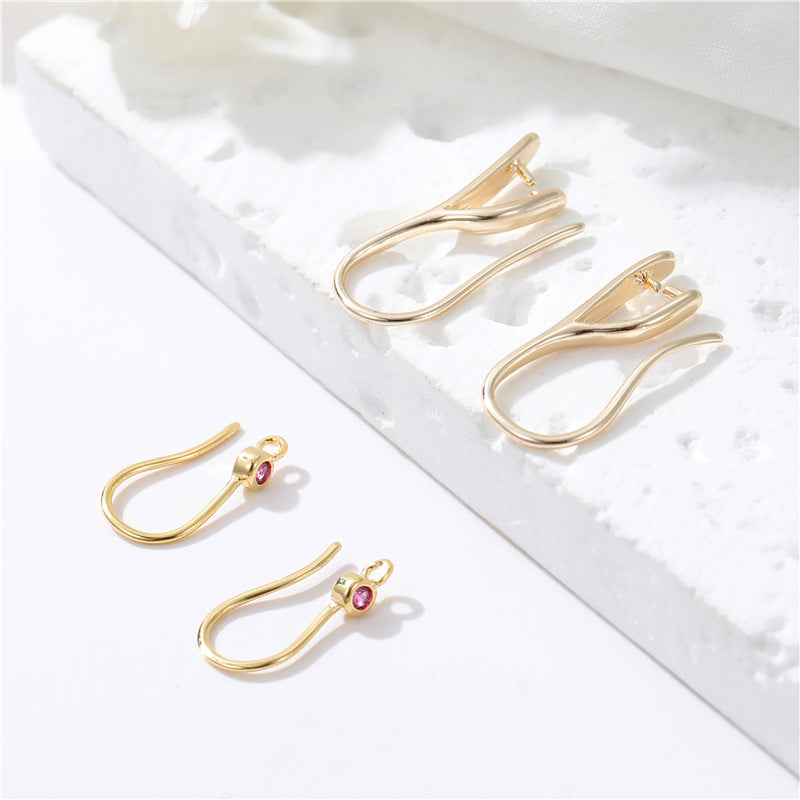 4 boucles d'oreilles à crochet Icepick avec boucle strass embellies 14K GF