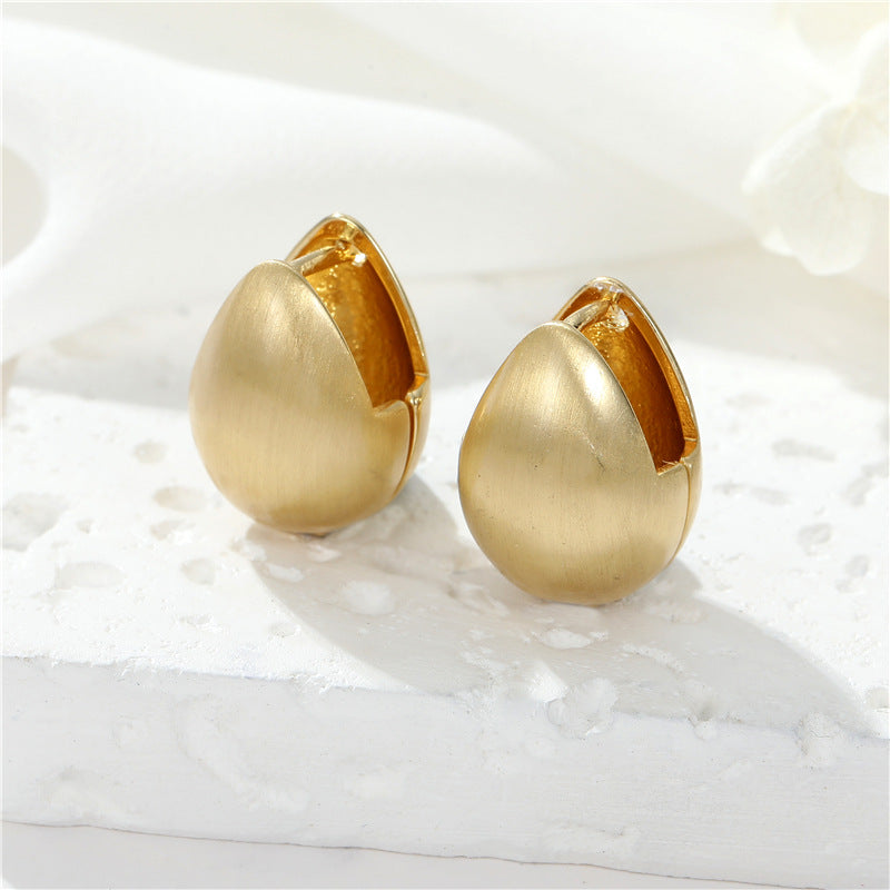 4 Chunky Frosted Waterdrop Hoop Earring 14K GF Earing