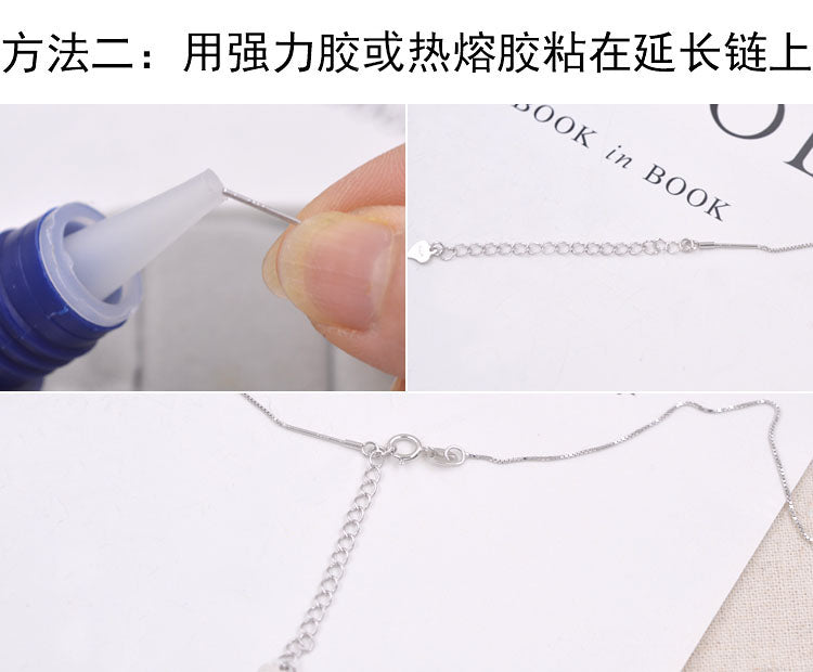 Chaîne étendue de câble en argent sterling avec extrémité d'étiquette en forme de cœur S925