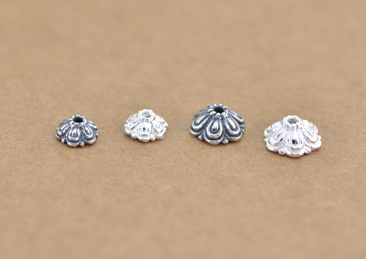 Sterling Silver Floral Bead Cap Cup S925 Finding