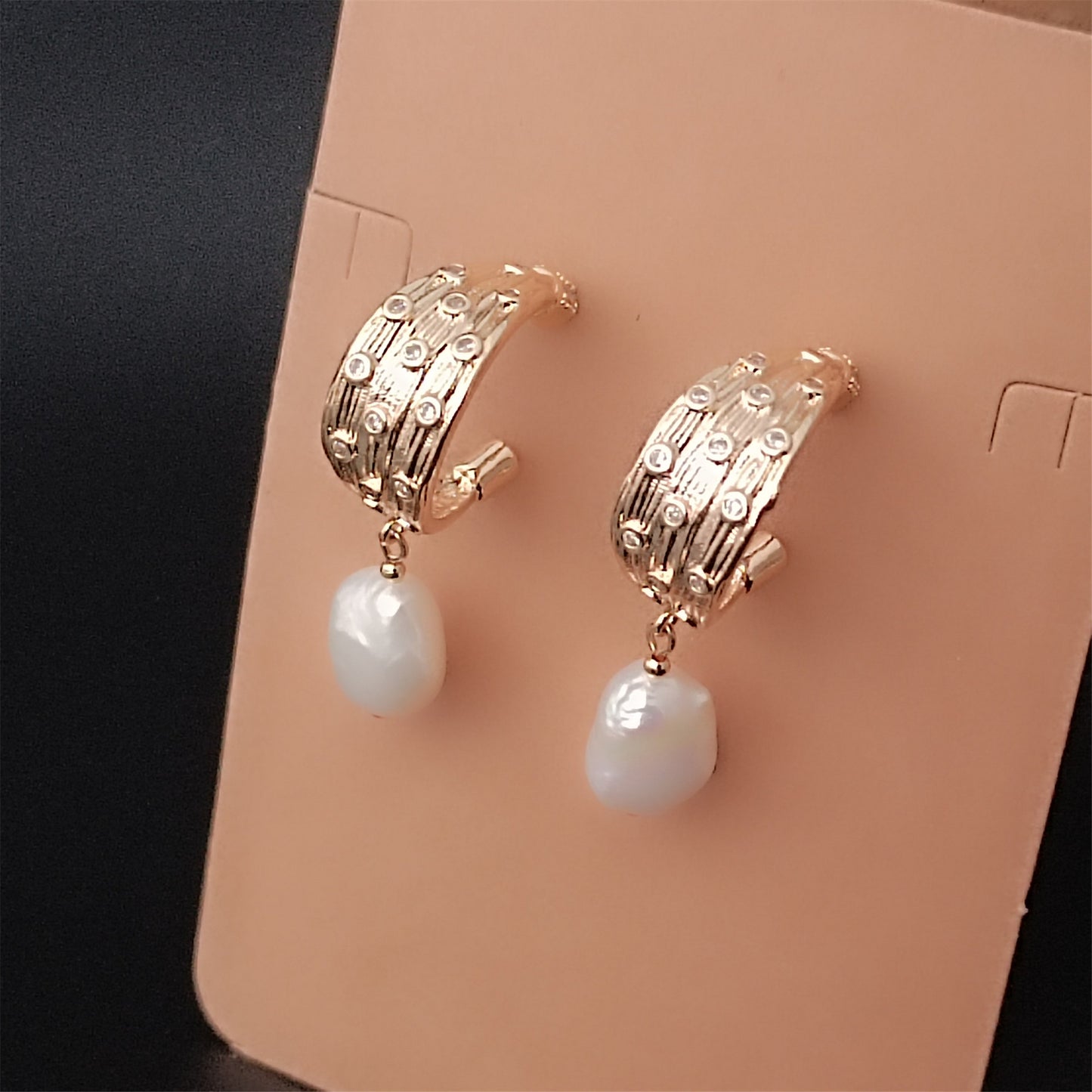 Boucles d'oreilles en perles baroques d'eau douce naturelles, grosses, à usage quotidien, CZ 14K GF, clou d'oreille pendantes