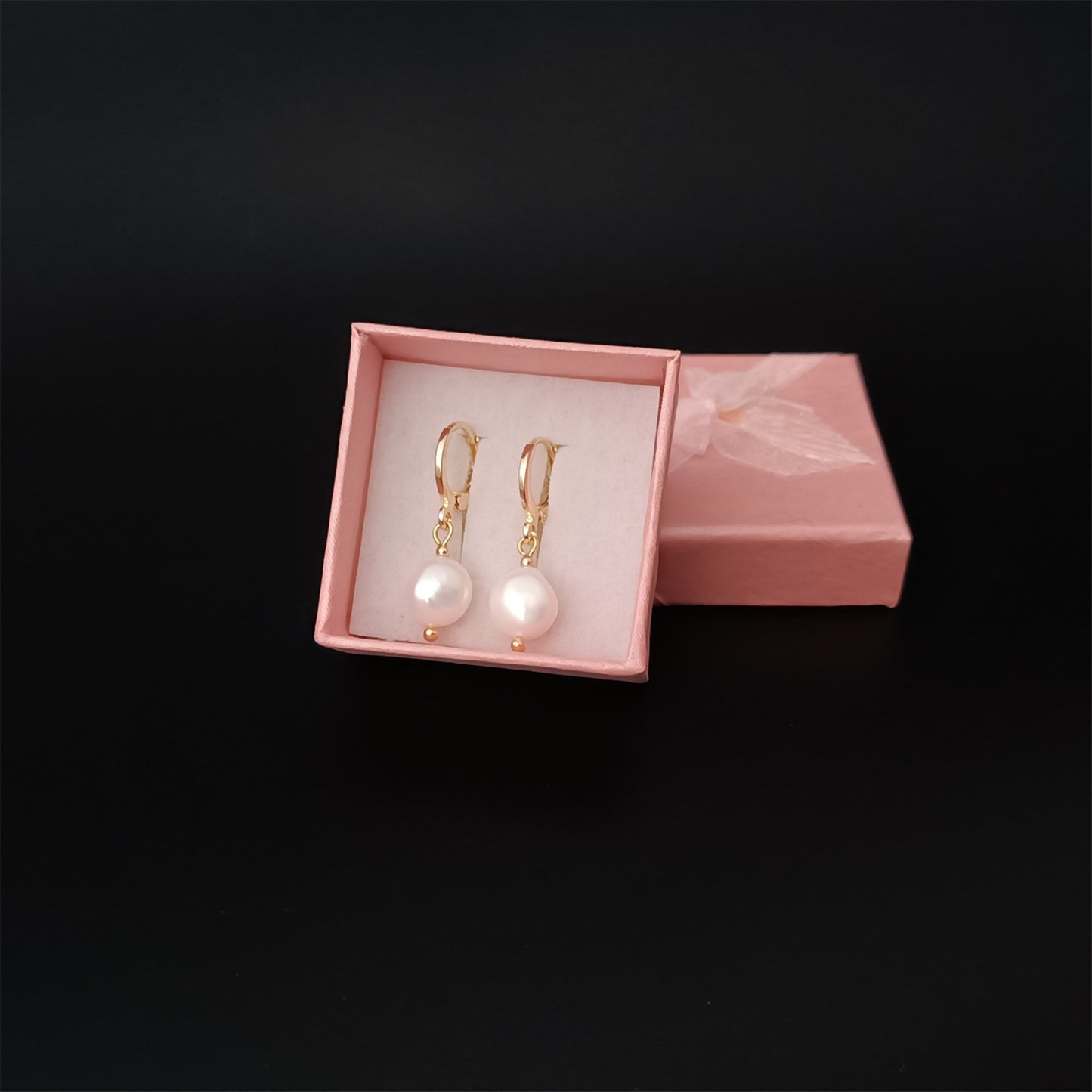 Natürliche Süßwasser-Barockperlen-Creolen, tägliches Tragen, 14 K GF, schlichte Ohr-Huggie-Creolen, baumelnde Ohrringe