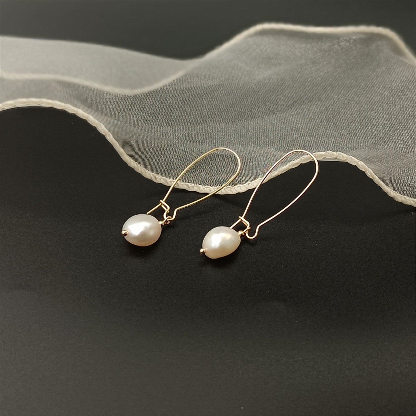 Boucles d'oreilles à grand crochet en perles baroques d'eau douce naturelles, usage quotidien, crochets d'oreille unis 14K GF, boucles d'oreilles pendantes