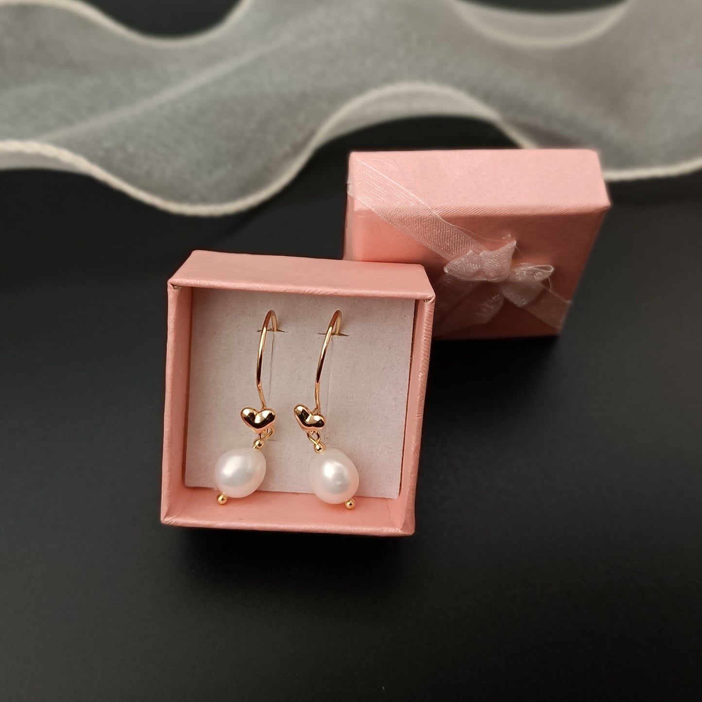 Boucles d'oreilles à crochet en forme de cœur, perles baroques d'eau douce naturelles, usage quotidien, crochets d'oreille unis 14K GF, boucles d'oreilles pendantes