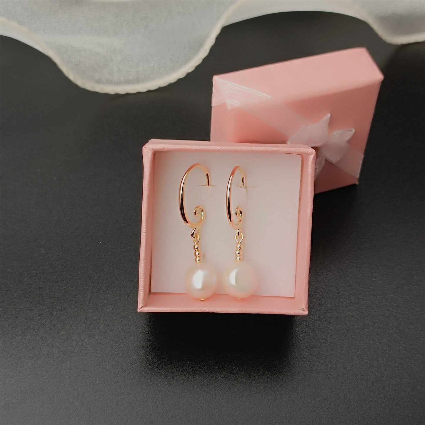 Natural Freshwater Baroque Pearl Vein Hook Earrings Daily Wear 14K GF Ear Hooks Dangle Earing