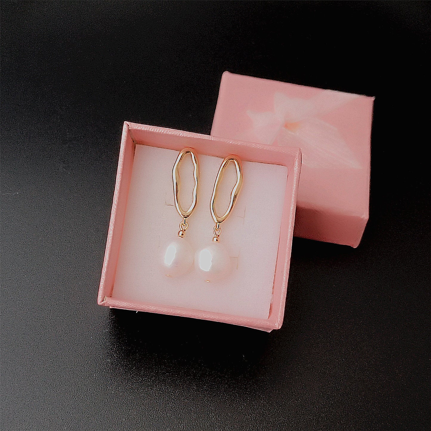 Natürliche Süßwasser-Barockperlen-Ohrringe, tägliches Tragen, ovaler Kreis, 14 Karat GF-Ohrstecker, baumelnde Ohrringe