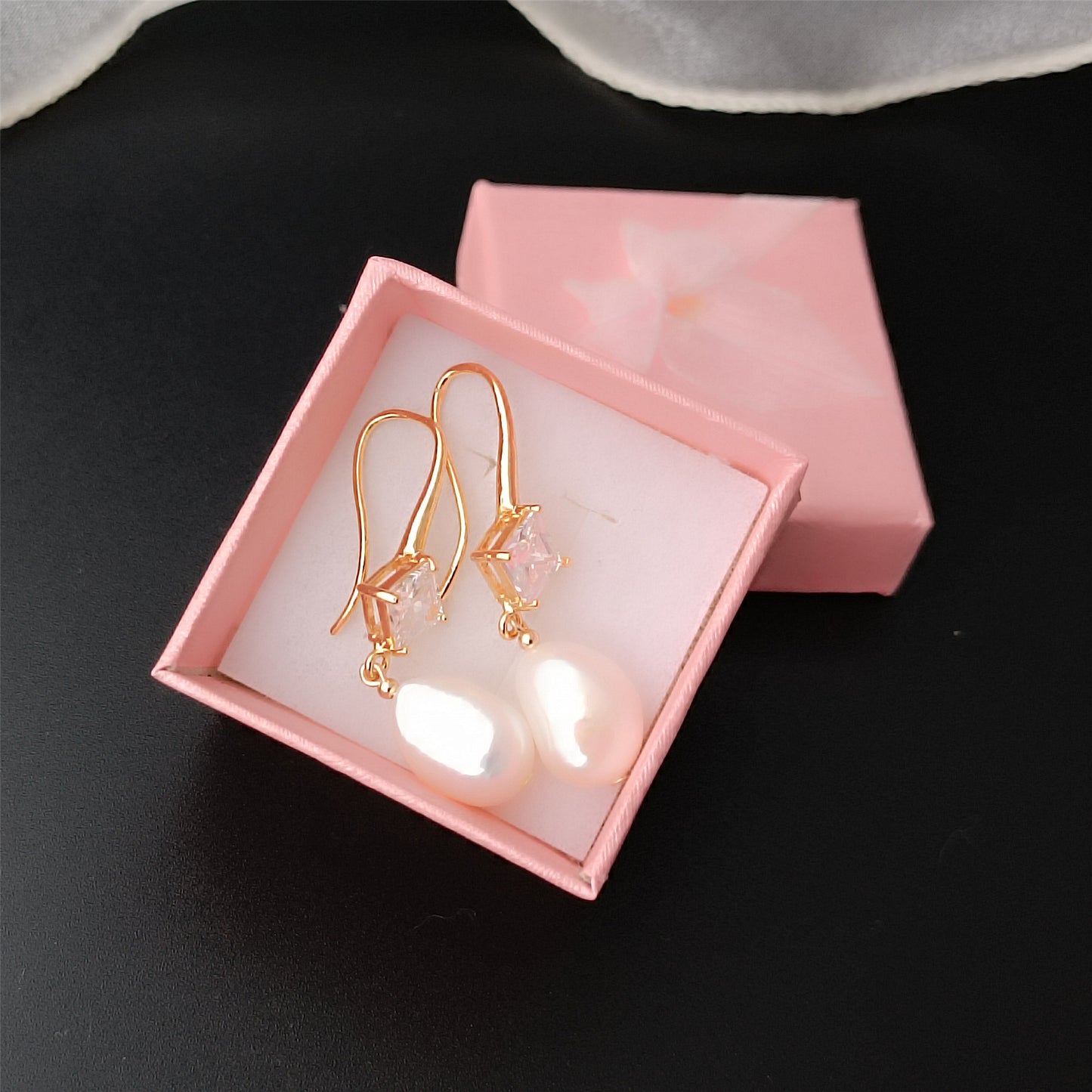 Natürliche Süßwasser-Barockperlen-Haken-Ohrringe, tägliches Tragen, 14 Karat GF-Diamant, CZ-Ohrhaken, baumelnde Ohrringe