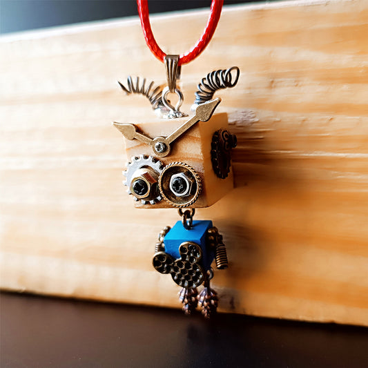 Steampunk Wood Robot Toy Decoration College Student Birthday Gift Dorm Office Desk Accessories Wooden Funny Geek Room Decor Keychain Pendant