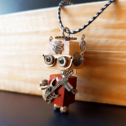 Steampunk Wood Robot Toy Decoration College Student Birthday Gift Dorm Office Desk Accessories Wooden Funny Geek Room Decor Keychain Pendant
