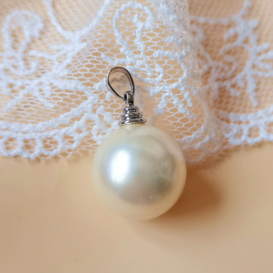 High Quality 8MM 10MM 12MM 14MM 16MM Round White South Sea Shell Pearl Pendant