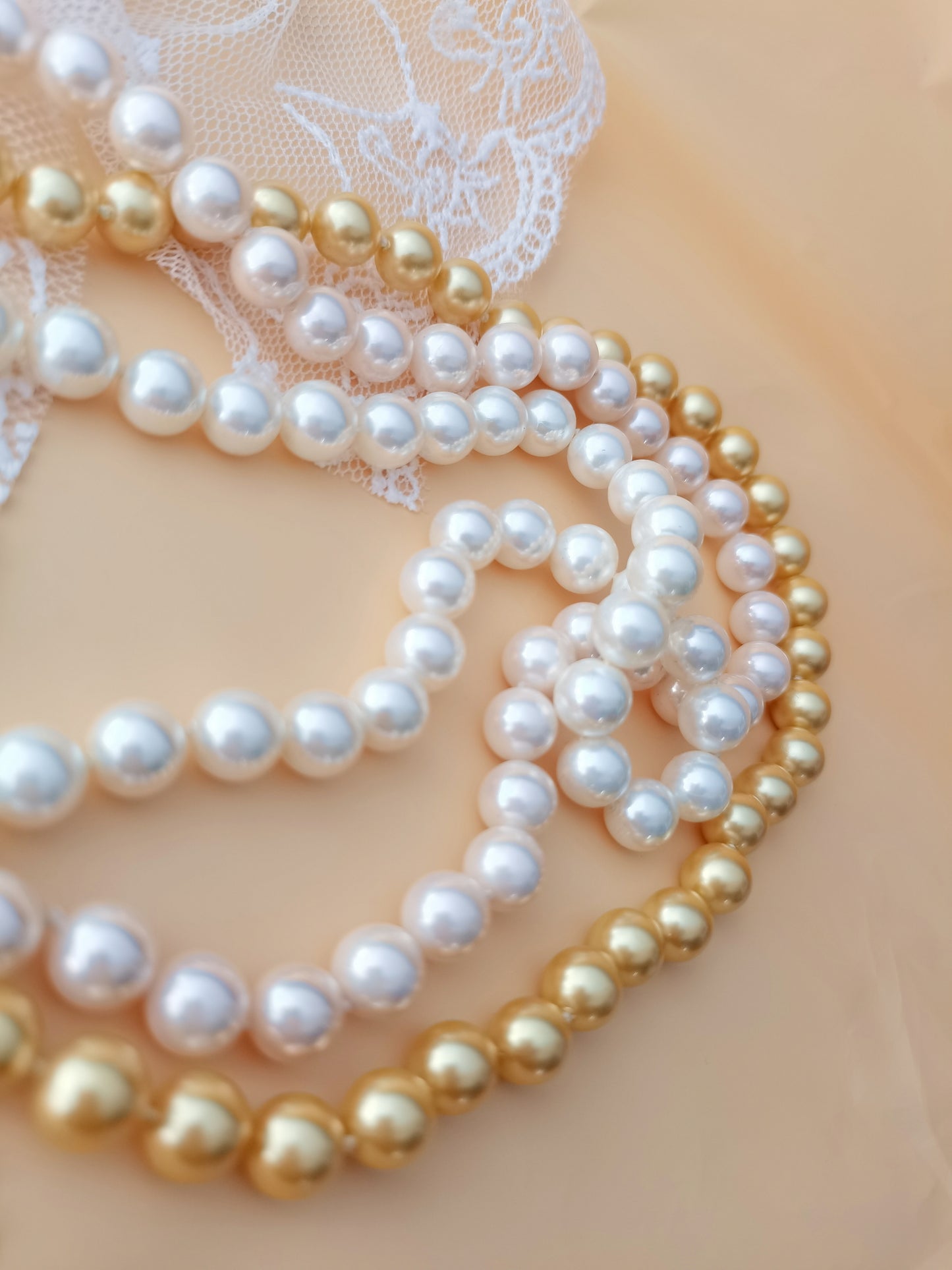 AAA+ Three Rows 8MM Multicolor Shell Pearl Necklace 16" South Sea Beaded Choker