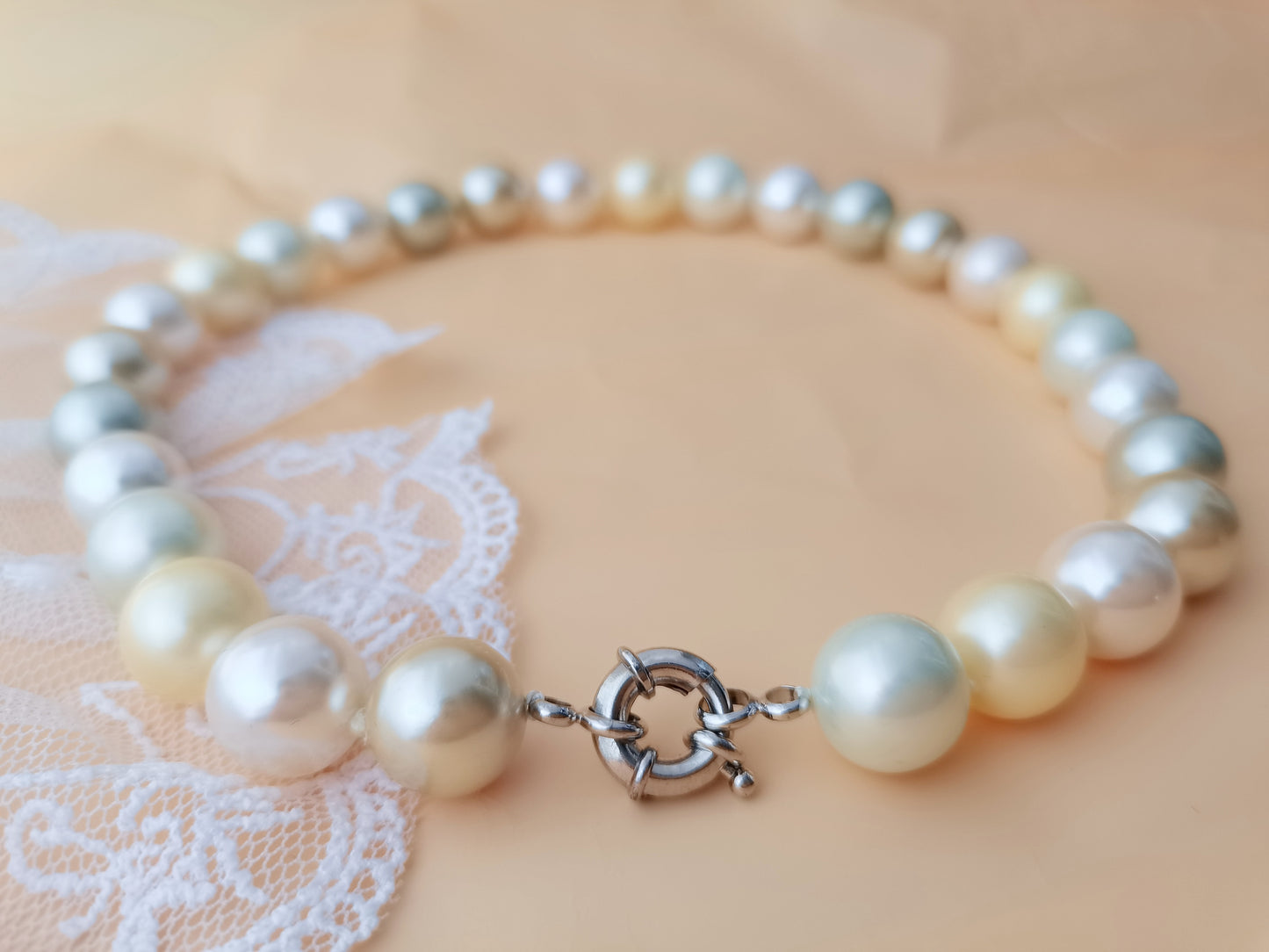 High Quality 14MM Multicolor Shell Pearl Necklace 16" South Sea Beaded Choker