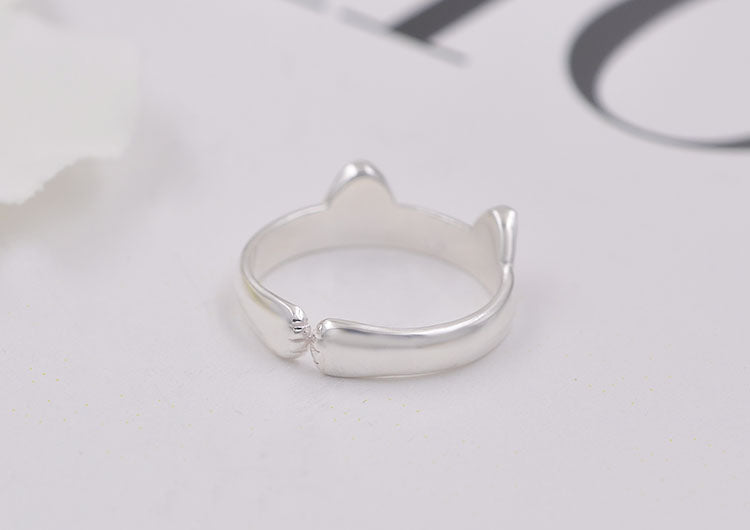 Argent sterling émail époxy cercle ouvert coeur floral oreille de lapin chat U anneau S925 trouver