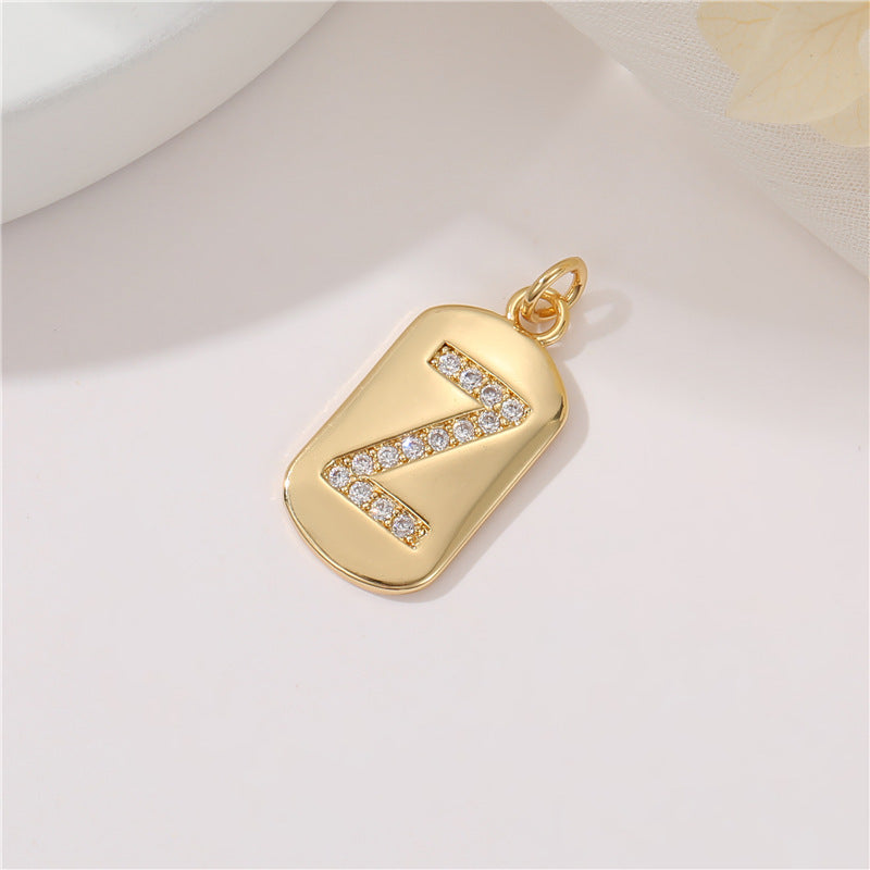 2 pendentif à breloque initiale Alphabet AZ orné de strass 14K GF