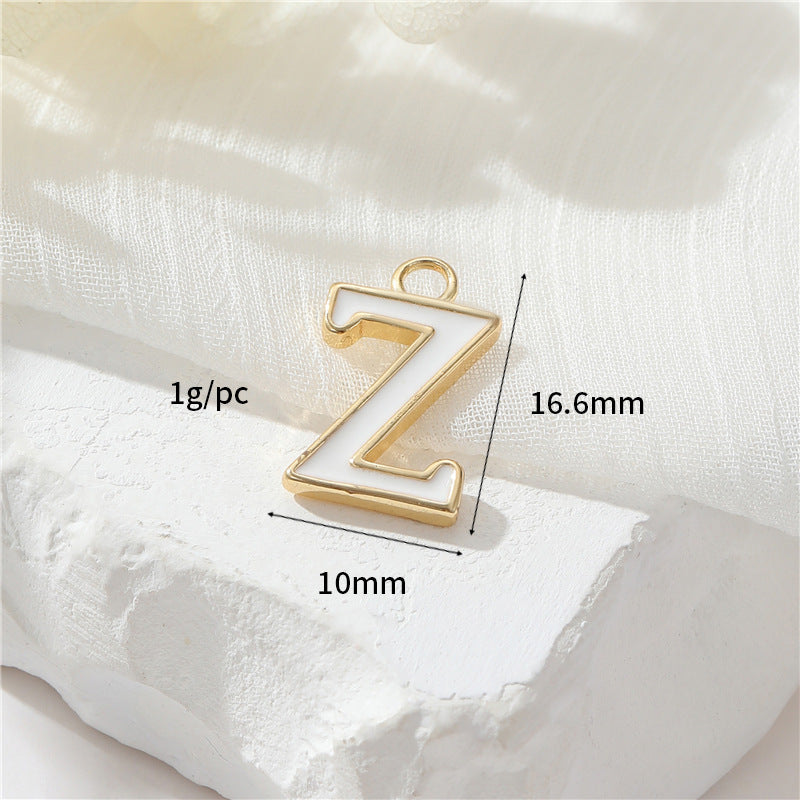 2 Enamel Epoxy Initial Alphabet A-Z Charm Pendant 14K GF
