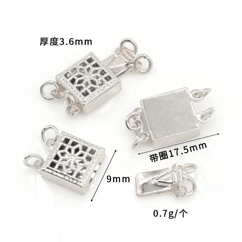 2 doppelt geschlungene Plug-in-Halsketten-Armbandverschlüsse aus 14-karätigem GF mit floralem Muster