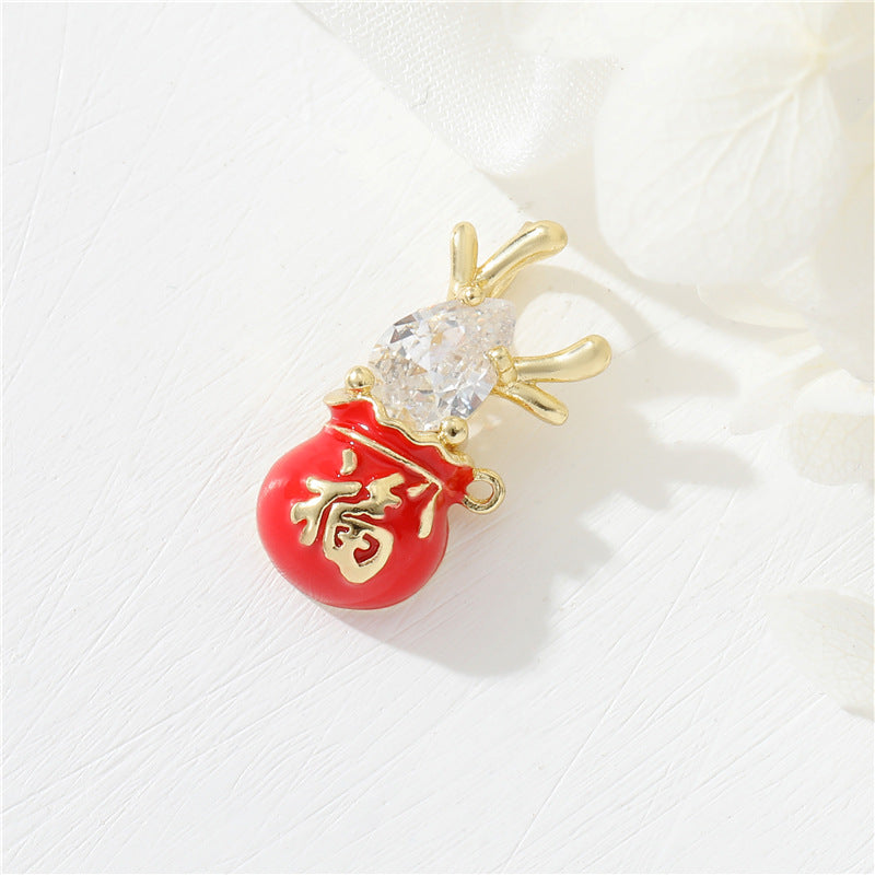 2 Pendentif Charme Fantôme Émail Époxy 14K GF Strass Embelli