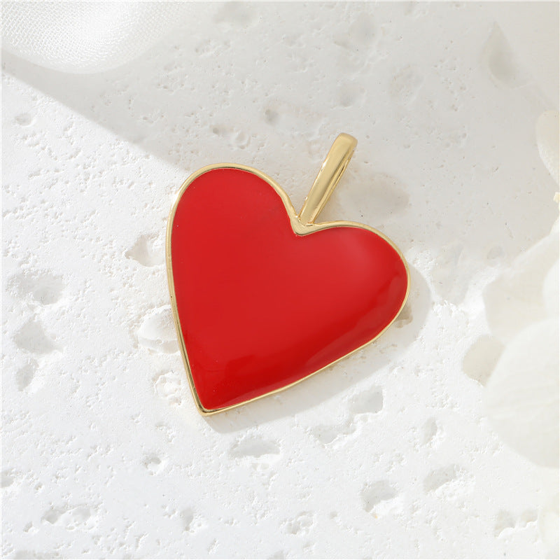 Pendentif à breloque 2 cœurs émail époxy 14K GF