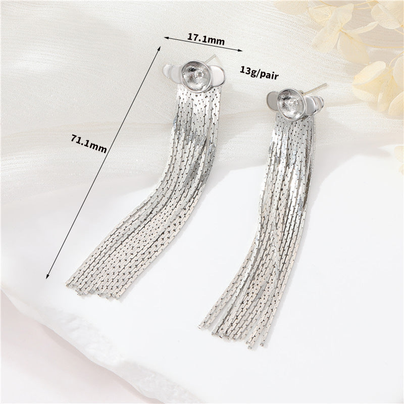 4 Ohrstecker mit Schlangenkette, 14 K GF, halbgebohrte Perlen, Rohling