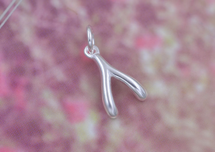 Pendentif à breloque en forme d'os porte-bonheur en argent sterling S925