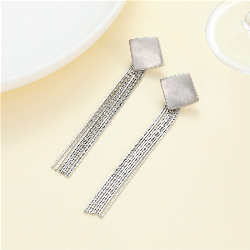 4 boucles d'oreilles à tige en diamant et chaîne serpent 14 carats GF