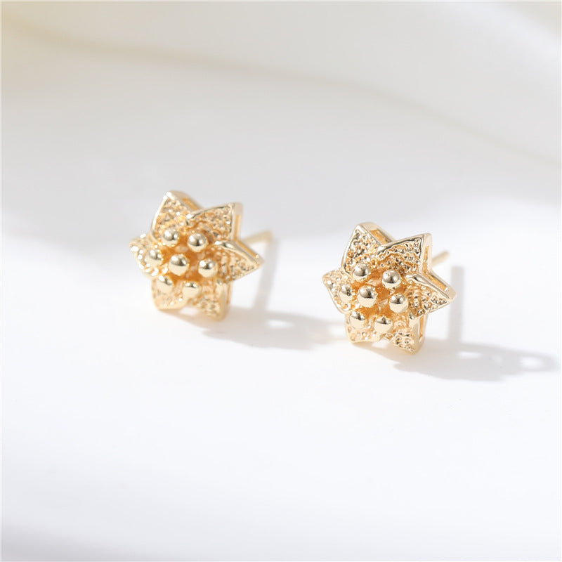 4 boucles d'oreilles à tige florales en cercle ovale avec boucle d'oreille 14K GF
