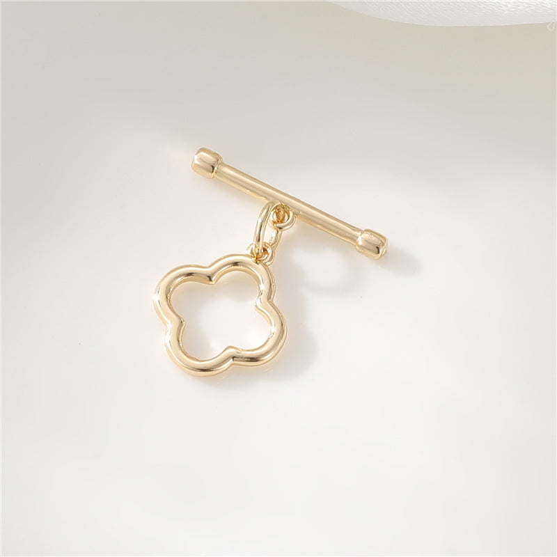Fermoir OT à 2 cercles floraux, connecteur de fermoirs papillon à vis 14K GF