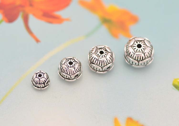 Sterling Silver Crossing Holed Lotus Bead Spacer S925 Finding