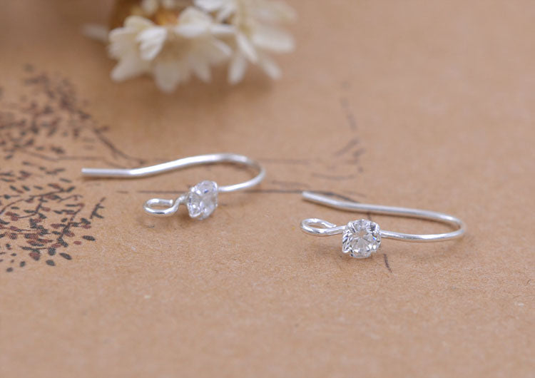 Boucles d'oreilles à crochet ornées de strass en argent sterling S925