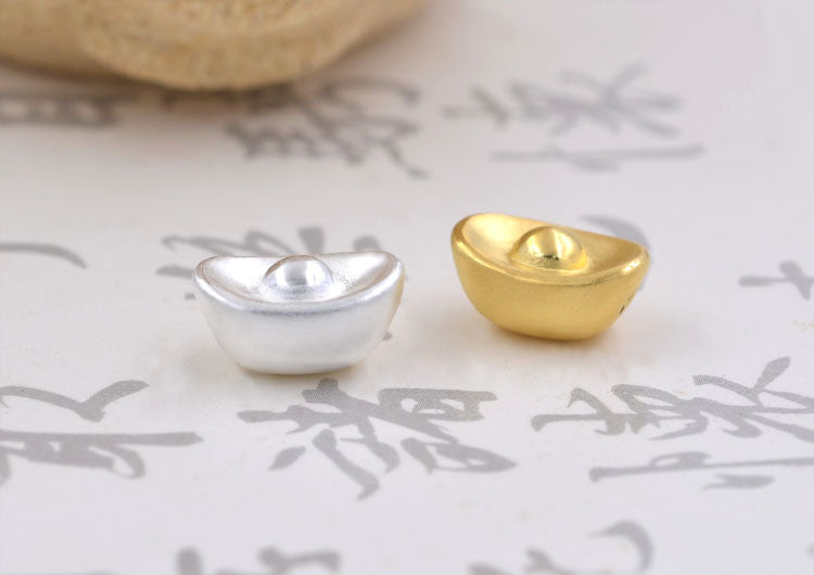 Perle de lingot d'or Fortune en argent sterling S990