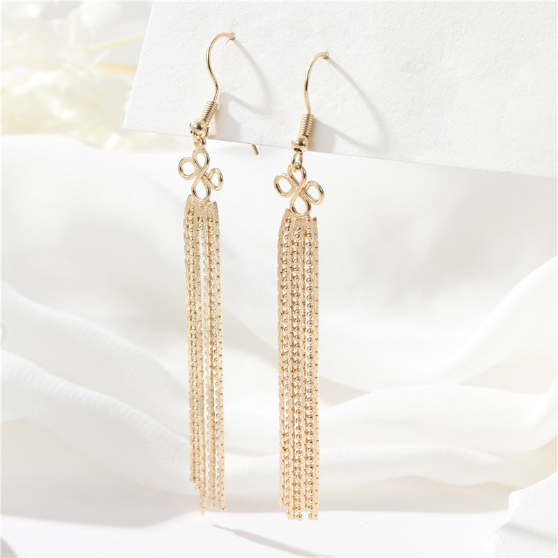 Boucles d'oreilles à crochet et pampilles à 4 chaînes de perles, 14 carats, GF