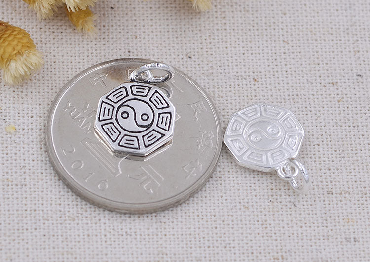 Sterling Silver Taiji Gossip Charm Pendant S925 Finding