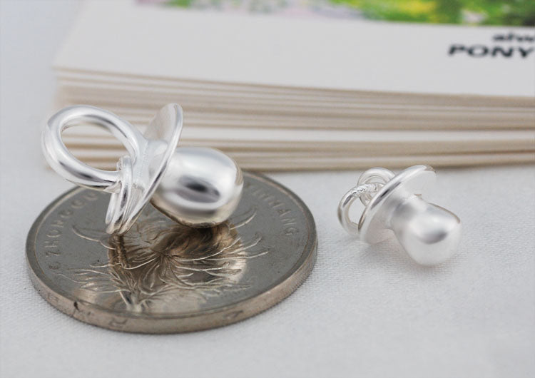 Sterling Silver Tiny Pacifier Charm Pendant S925 Finding