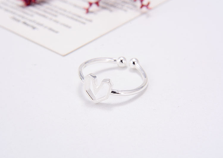 Bague coeur cercle ouvert en argent sterling S925