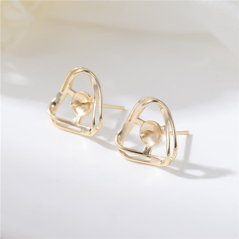 4 boucles d'oreilles à tige en forme de vigne florale ornées de strass 14 carats GF à moitié percées en perles vierges