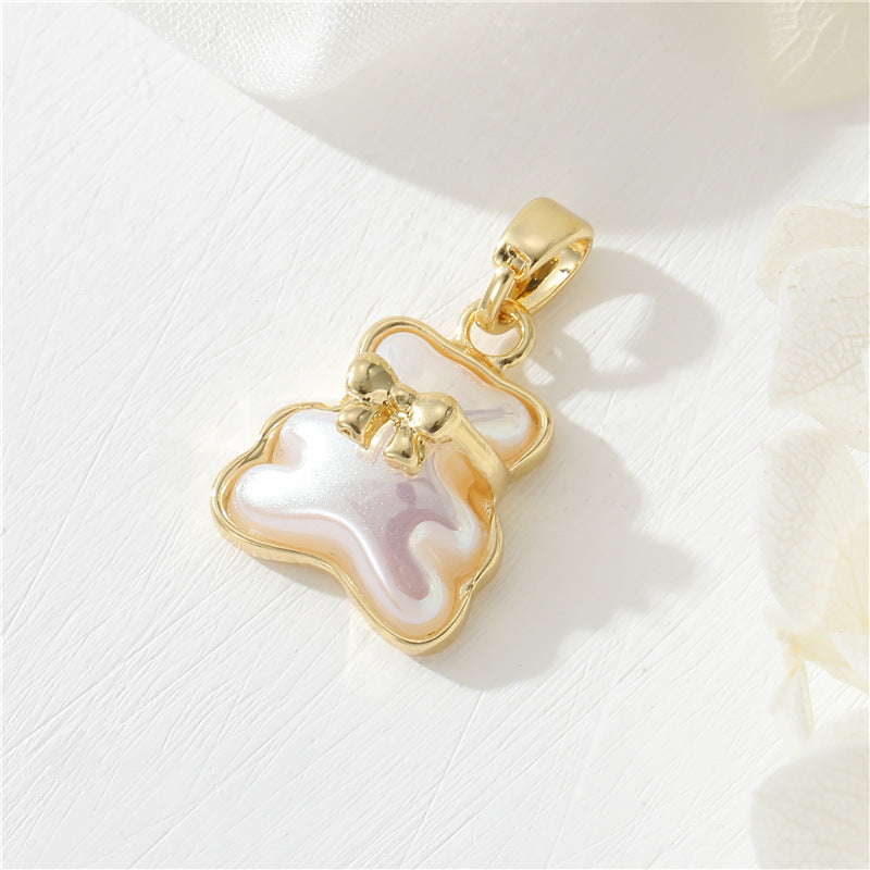 Pendentif à breloque 2 ours orné de strass 14K GF