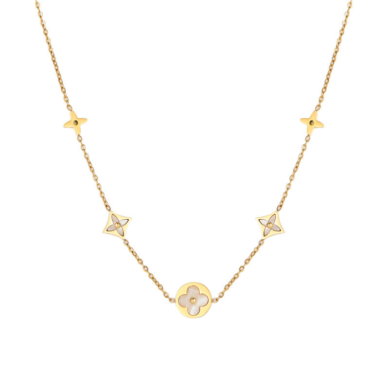 2 Halskette mit Blumen-Stern-Anhänger, Kabelkette, Strassverzierung, 14-Karat-GF-Halsband mit Verlängerung