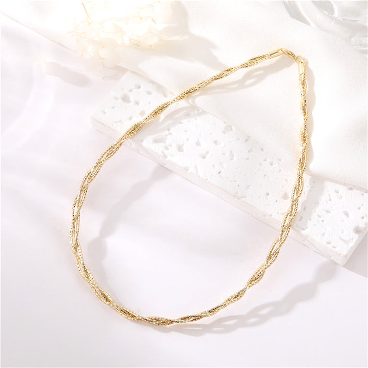 Collier 2 chaînes serpent 14K GF ras du cou
