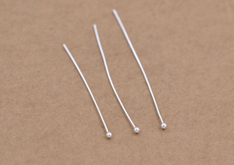Sterling Silver Bead Head Pin Eye Pin O Pin Flat Head Pin T Pin S925 Finding