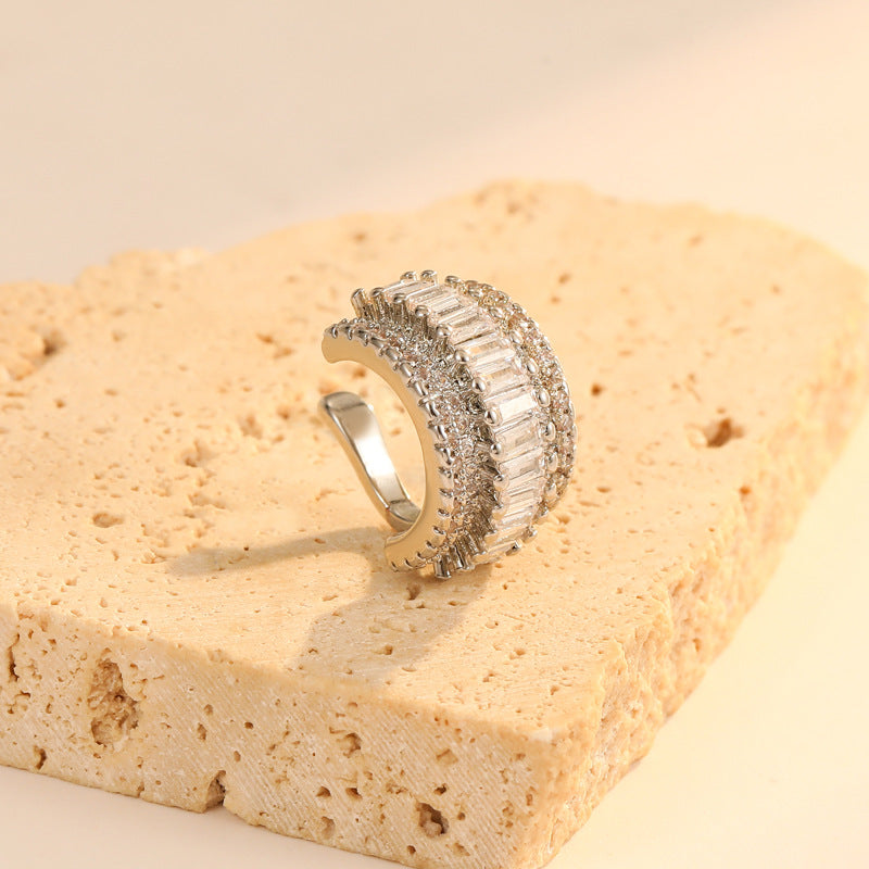 4 Chunky Earcuff Earrings Rhinestone Embellished 14K GF Earing