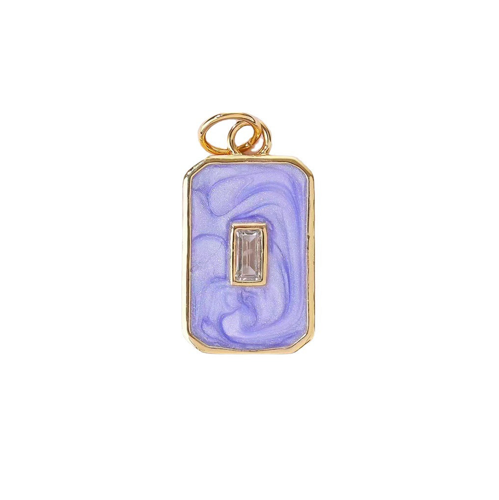 2 pendentifs à breloque rectangulaires en émail époxy 14K GF strass embellis