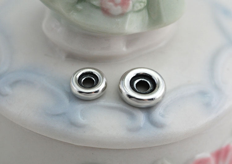 Sterling Silver Glossy Cylinder Bead Spacer S925 Finding