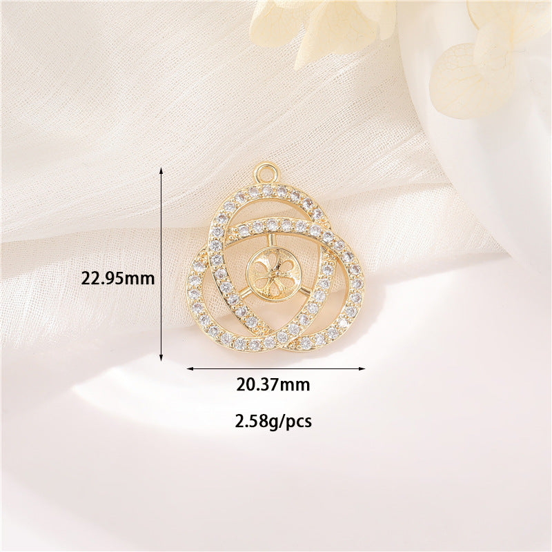 2 Star Moon Butterfly Cloud Honeycomb Celtic Knot Charm Pendant Rhinestone Embellished 14K GF